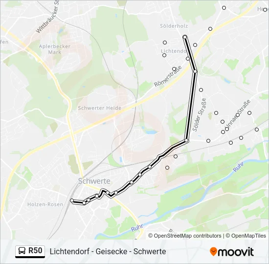 R50 Bus Line Map
