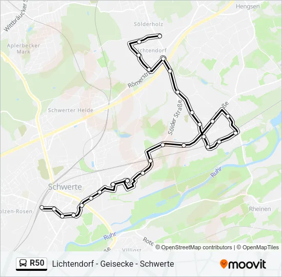 R50 Bus Line Map