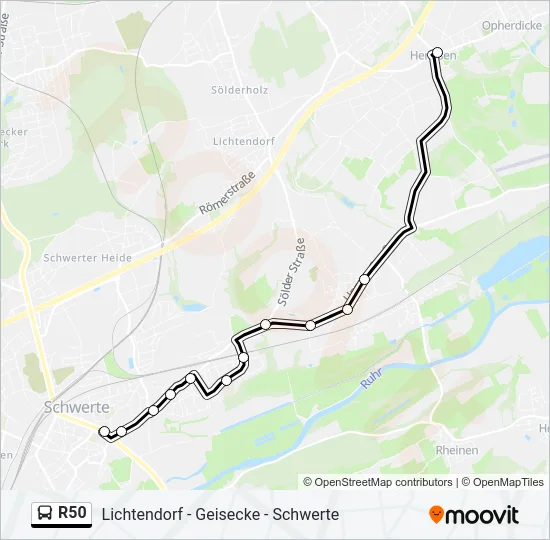 R50 Bus Line Map