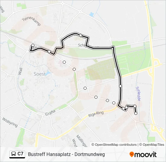 Автобус C7: карта маршрута