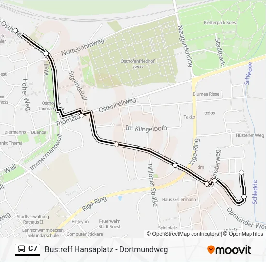 Автобус C7: карта маршрута