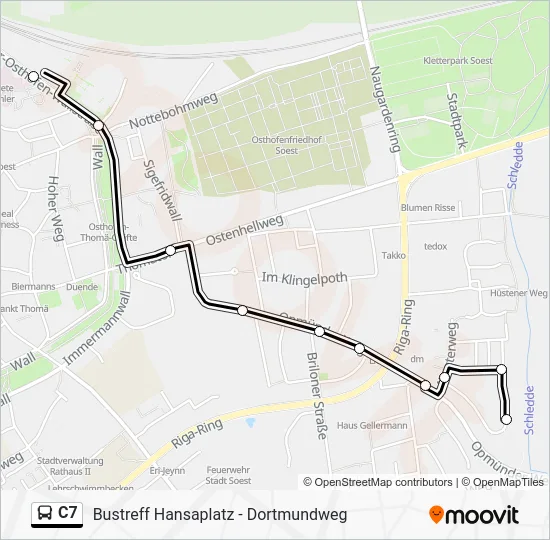 Автобус C7: карта маршрута