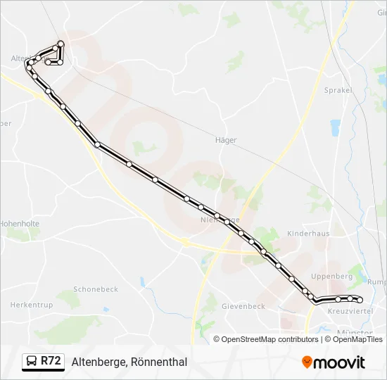 Автобус R72: карта маршрута