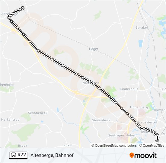 Автобус R72: карта маршрута