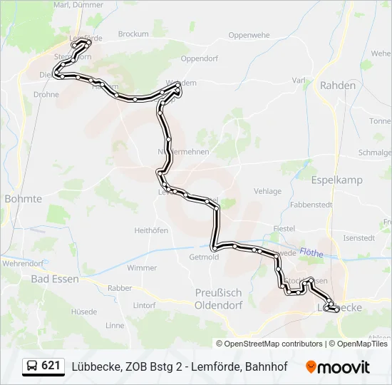 621 Bus Line Map