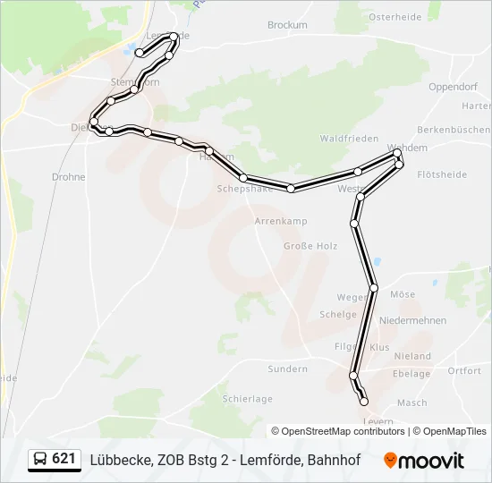 621 Bus Line Map