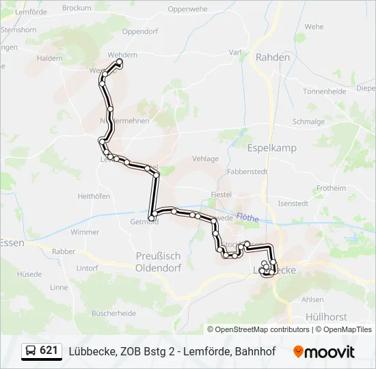 621 Bus Line Map