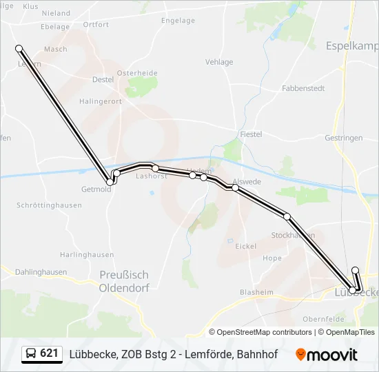621 Bus Line Map