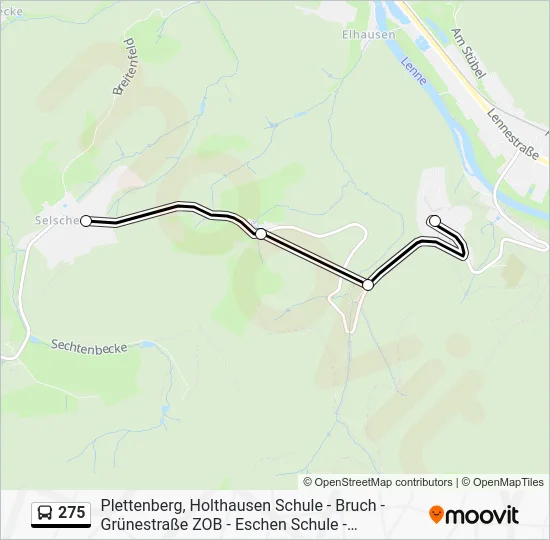 Автобус 275: карта маршрута
