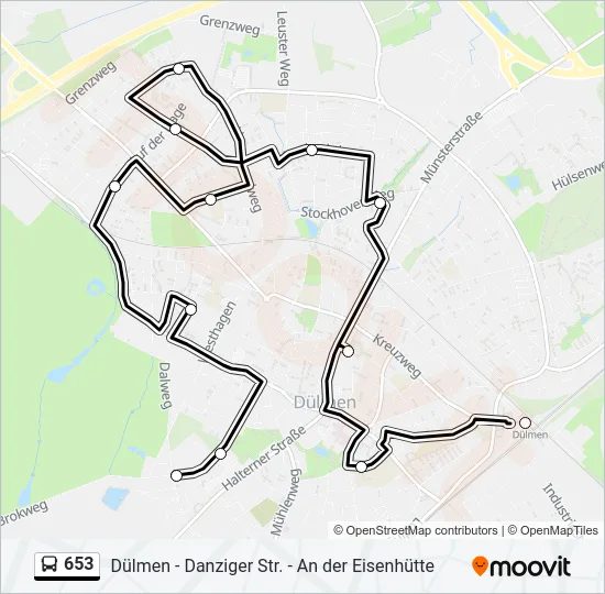 653 Bus Line Map
