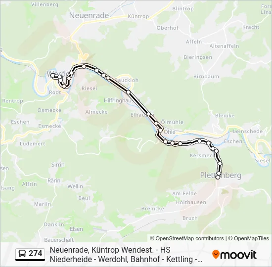 Автобус 274: карта маршрута