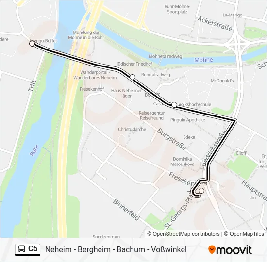 Автобус C5: карта маршрута