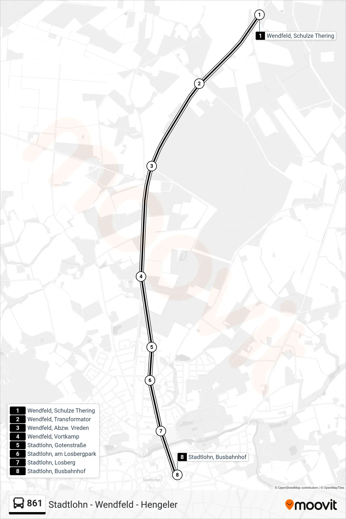 861 bus Line (Stadtlohn, Busbahnhof Bstg B2) route and stops on a map