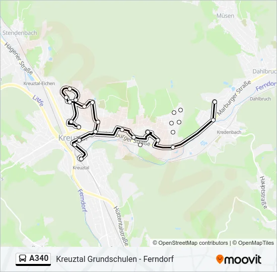 A340 Bus Line Map