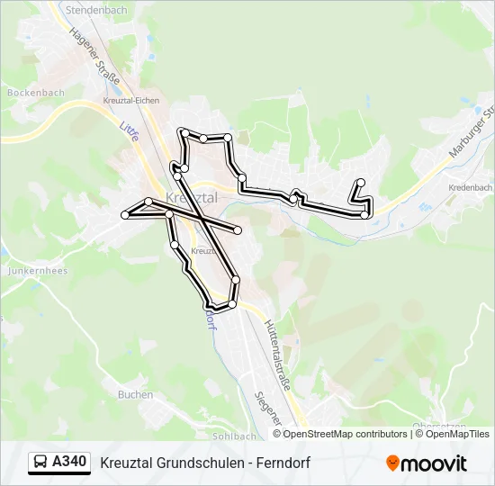 A340 Bus Line Map