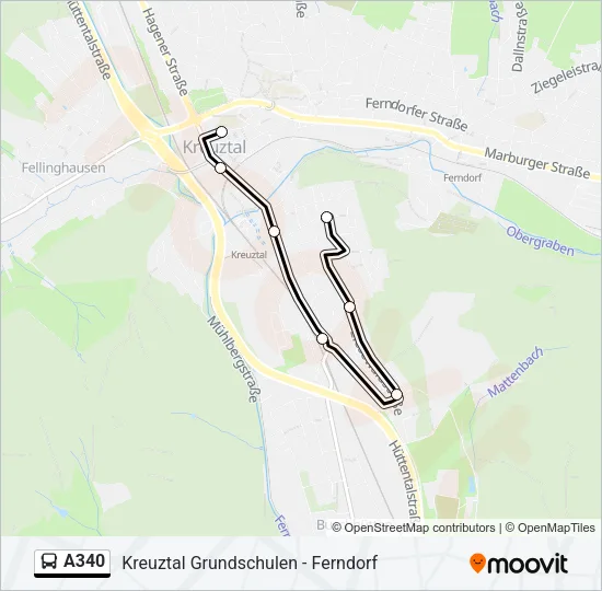 A340 Bus Line Map