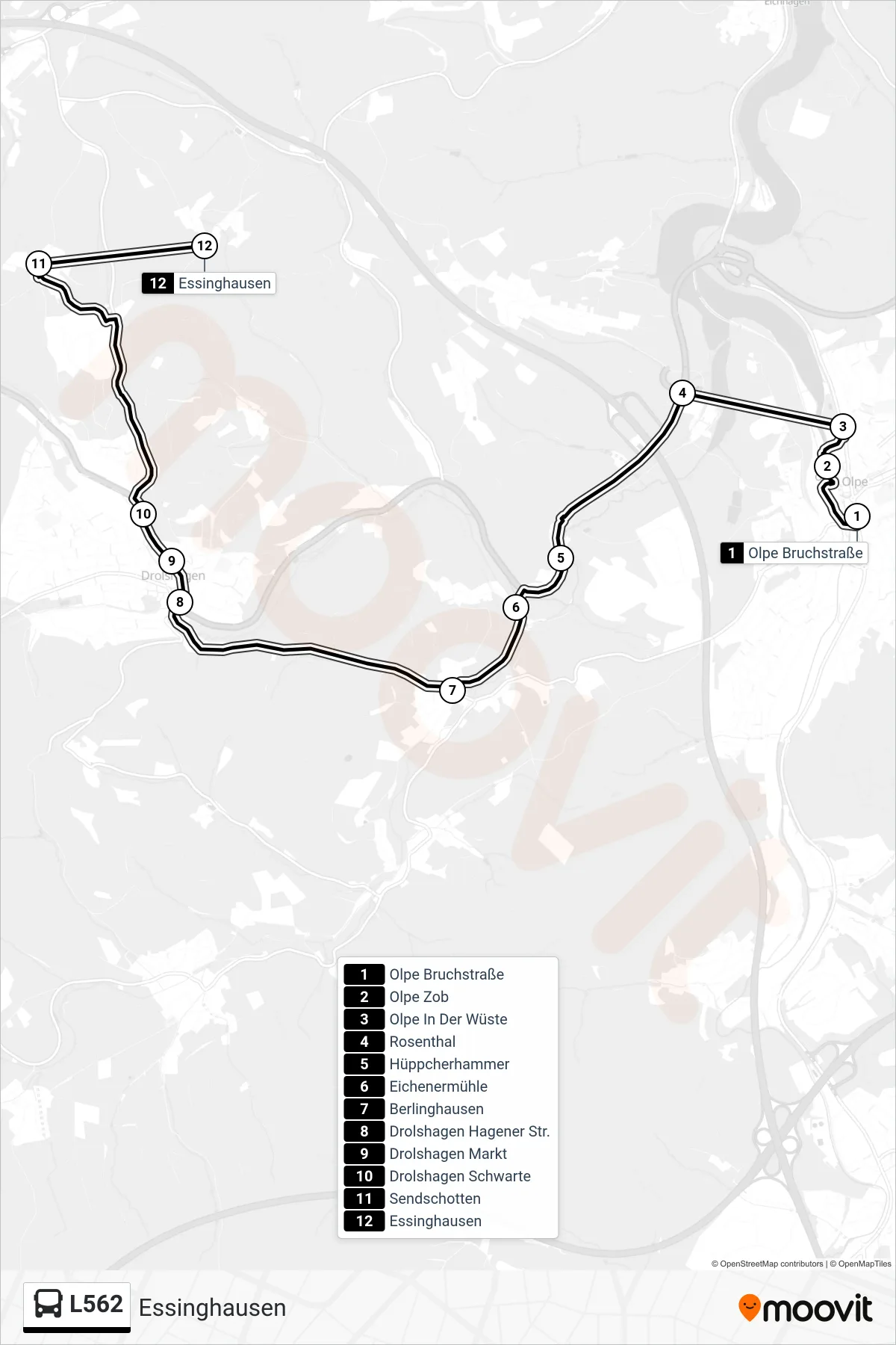 Linie L562 (Bus) Richtung Essinghausen: Route und Haltestellen auf der Karte