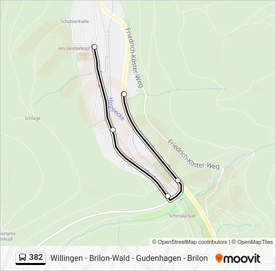 Автобус 382: карта маршрута