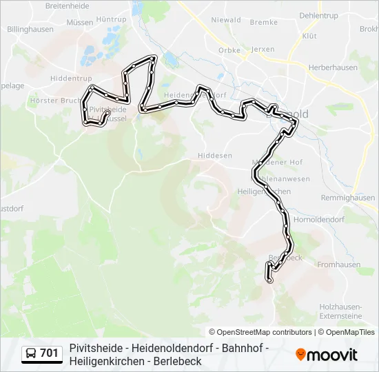 701 Bus Line Map