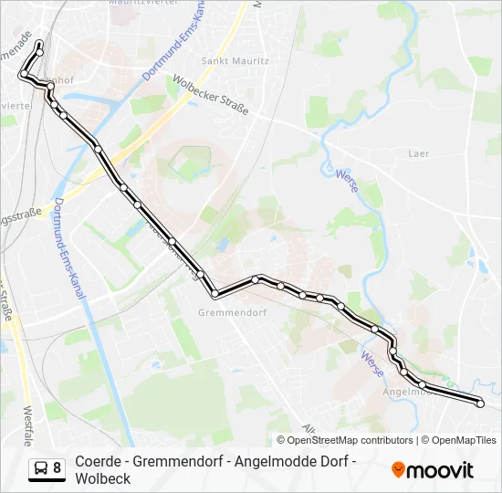 Автобус 8: карта маршрута