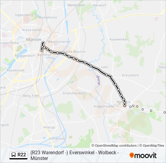 R22 bus Line Map