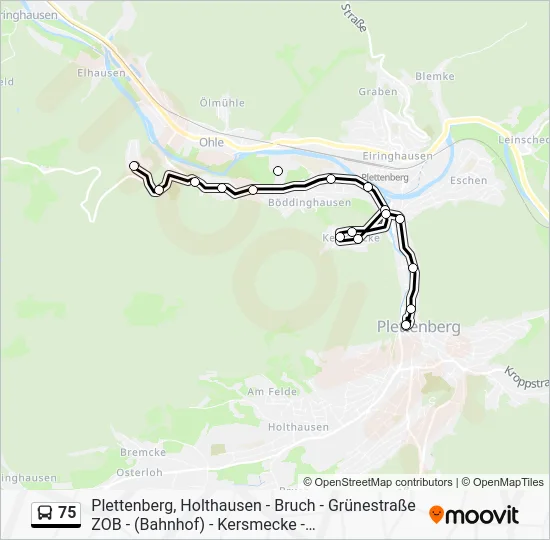 Автобус 75: карта маршрута