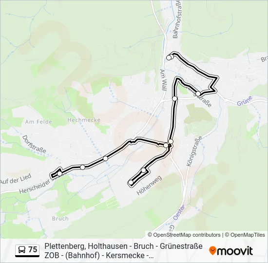 Автобус 75: карта маршрута