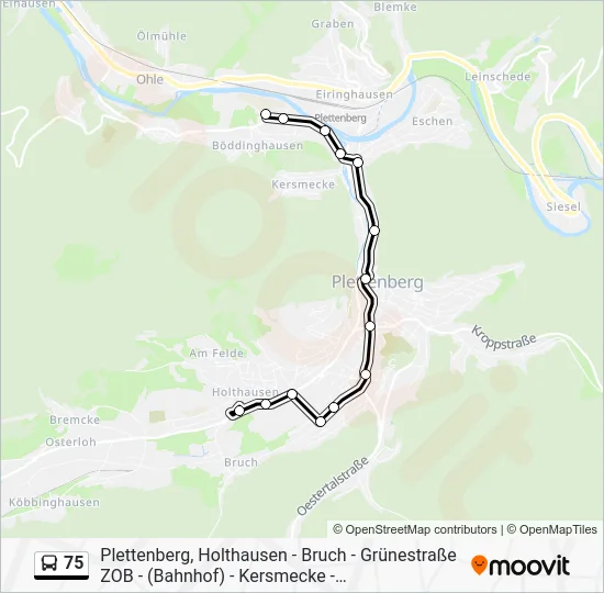 Автобус 75: карта маршрута