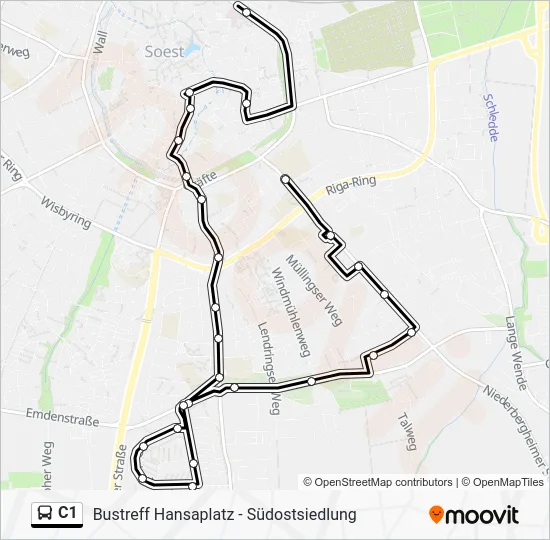 Автобус C1: карта маршрута