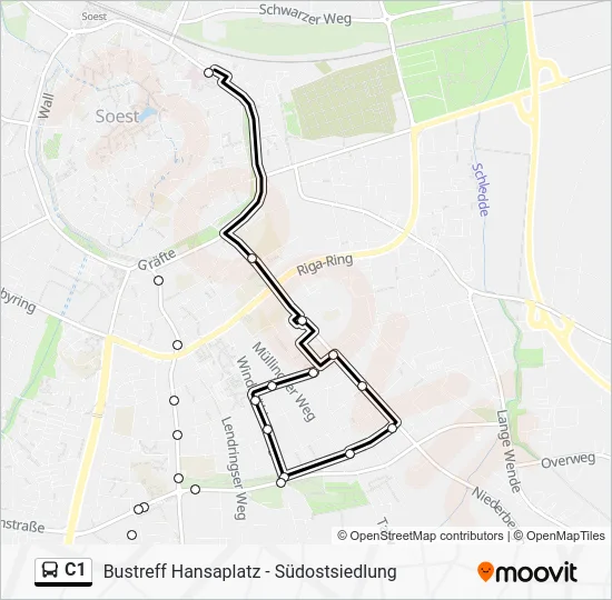 Автобус C1: карта маршрута