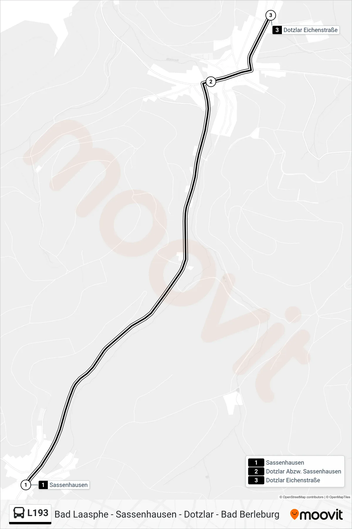 L193 bus Line (Dotzlar Eichenstraße) route and stops on a map