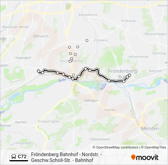 Автобус C72: карта маршрута