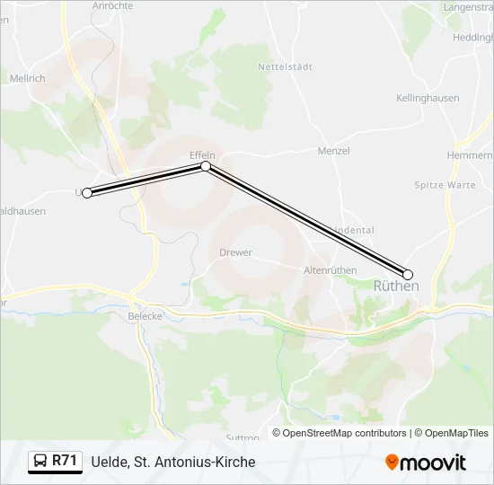 R71 Bus Line Map
