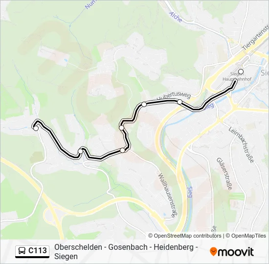 Автобус C113: карта маршрута