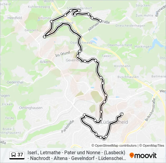 Автобус 37: карта маршрута