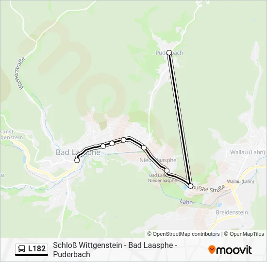 Автобус L182: карта маршрута