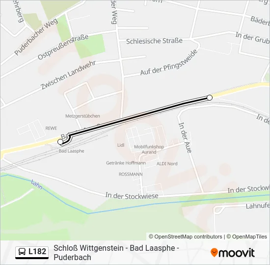 Автобус L182: карта маршрута