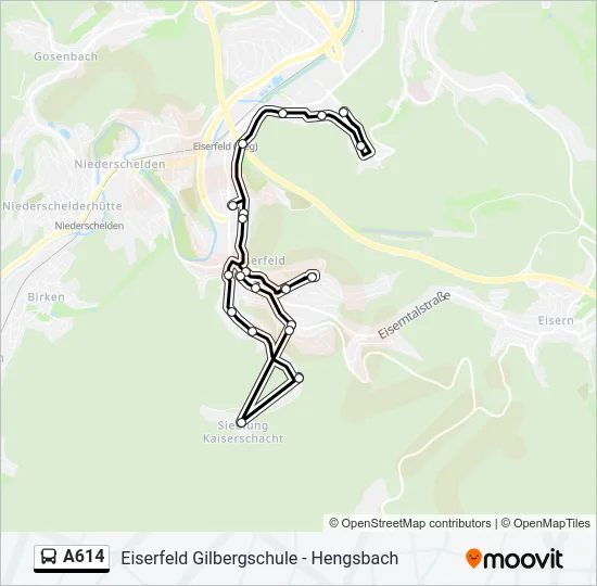 A614 Bus Line Map