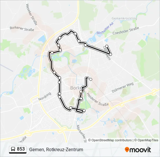 853 Bus Line Map