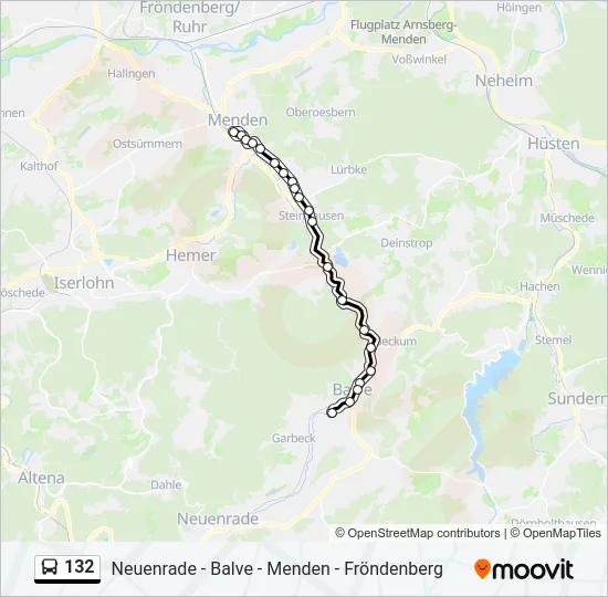 Buslinie 132 Karte