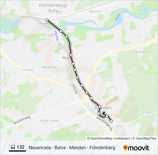Buslinie 132 Karte