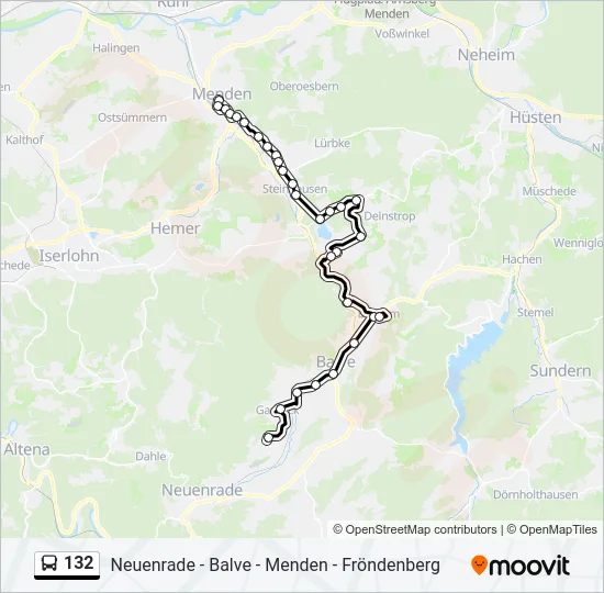 Buslinie 132 Karte