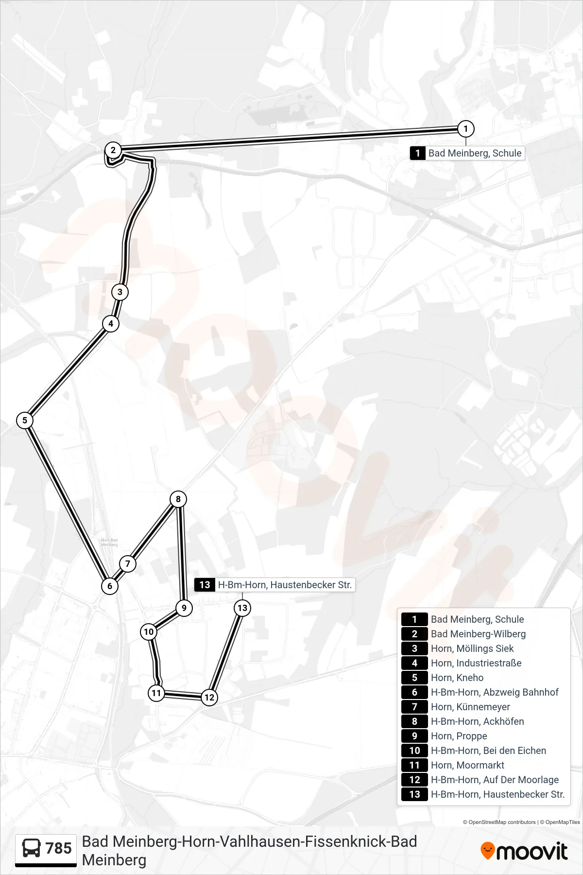 Linie 785 (Bus) Richtung H-Bm-Horn, Haustenbecker Str.: Route und Haltestellen auf der Karte