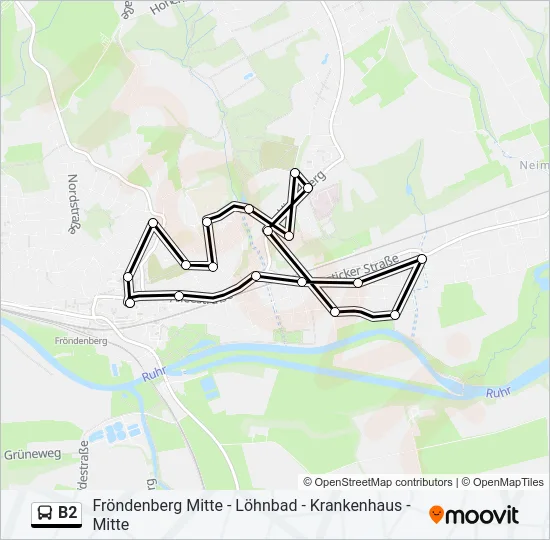 Автобус B2: карта маршрута