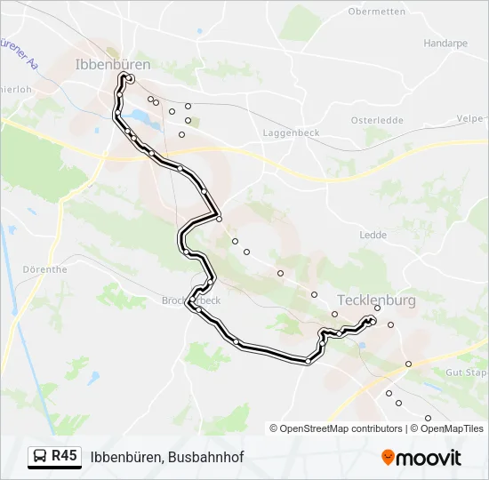 R45 Bus Line Map