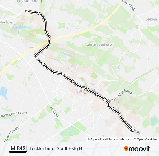R45 Bus Line Map