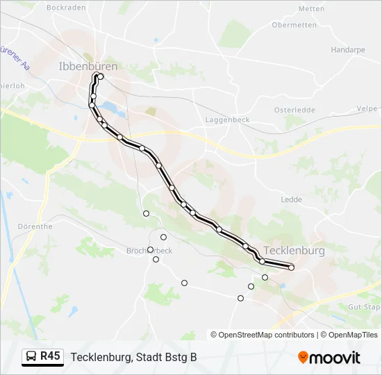R45 Bus Line Map
