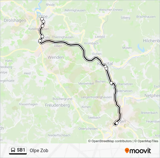 Buslinie SB1 Karte