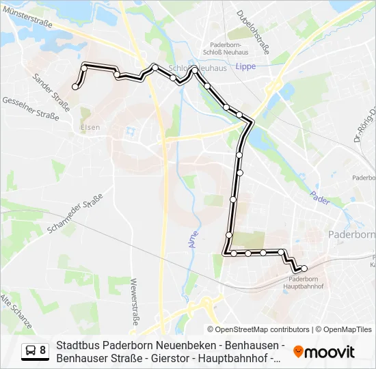 Автобус 8: карта маршрута