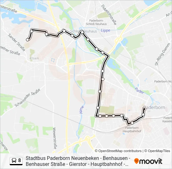 Автобус 8: карта маршрута